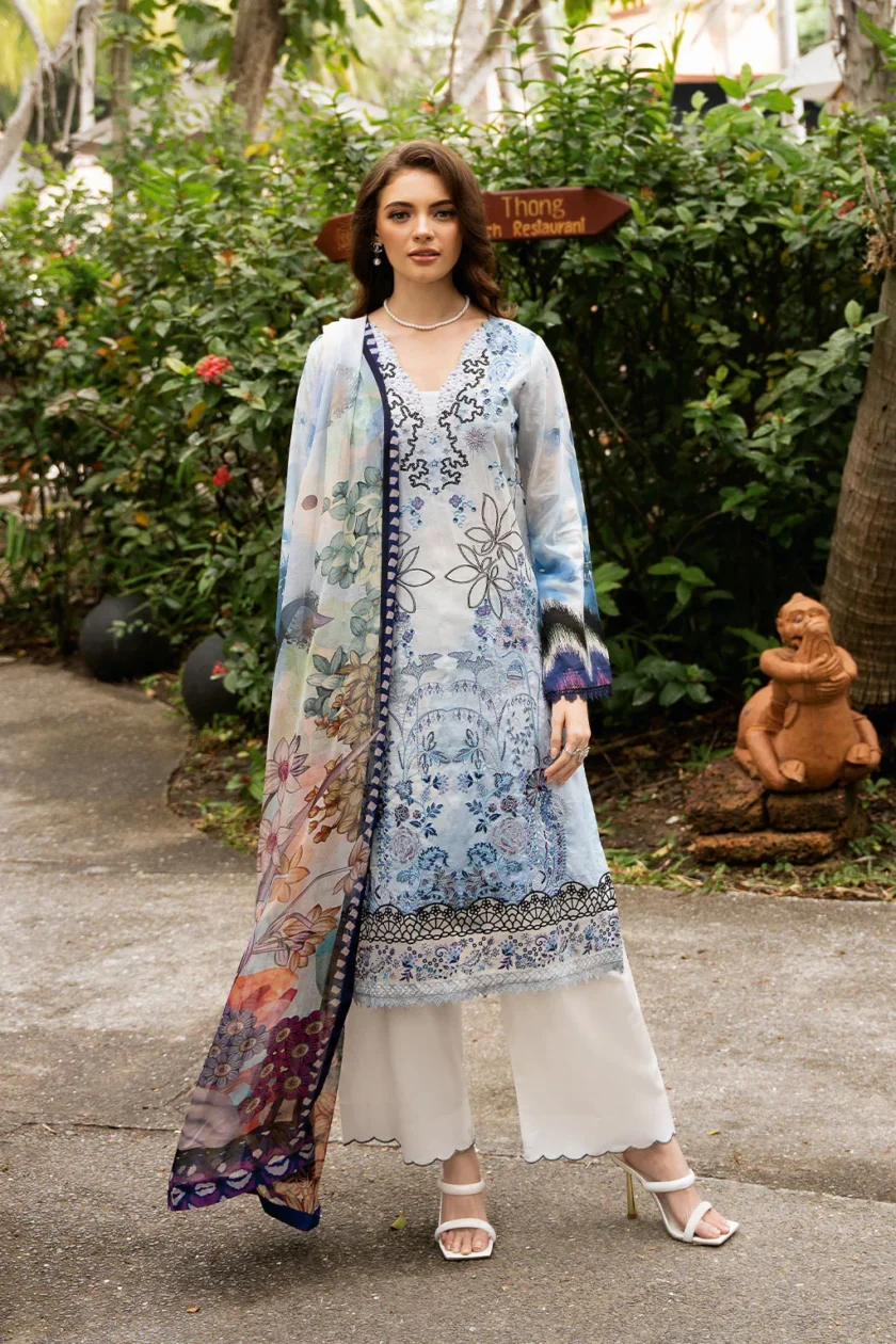 3 Pc Unstitched Embroidered Lawn Dress Ramsha Riwayat 1108 - Image 5