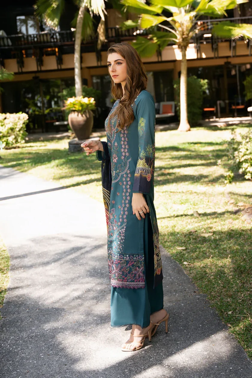 3 Pc Unstitched Embroidered Lawn Dress Ramsha Riwayat 1112 - Image 2
