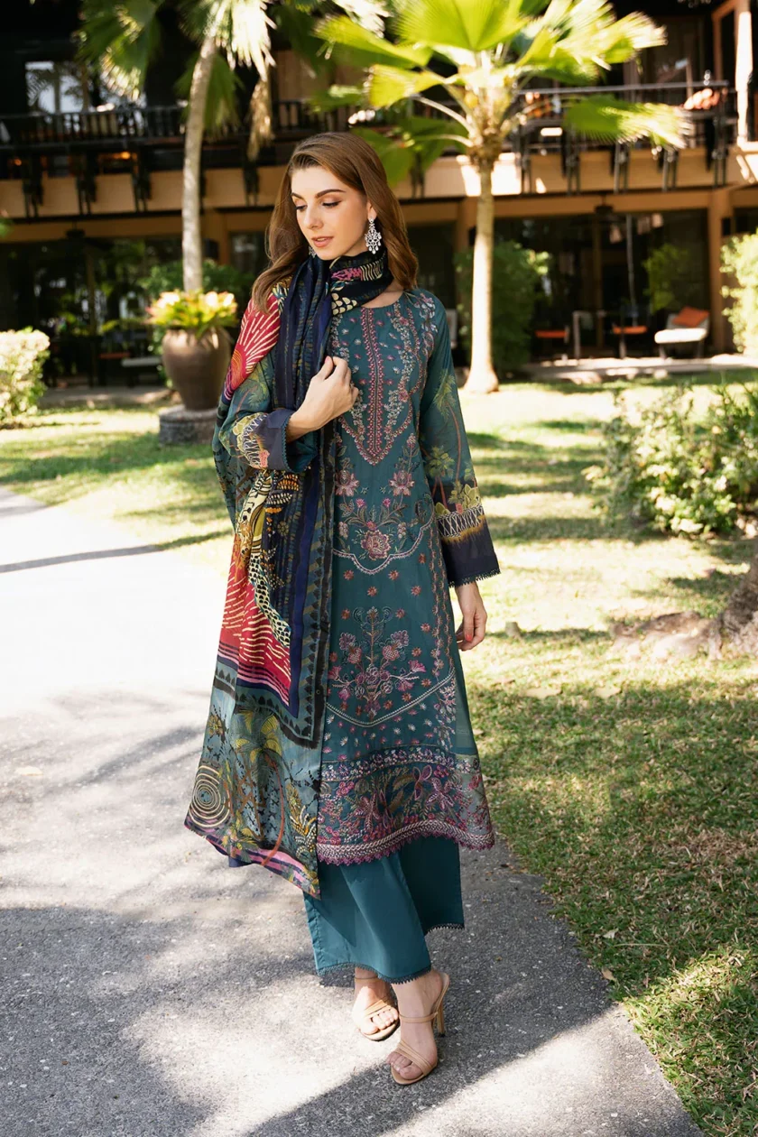 3 Pc Unstitched Embroidered Lawn Dress Ramsha Riwayat 1112 - Image 4
