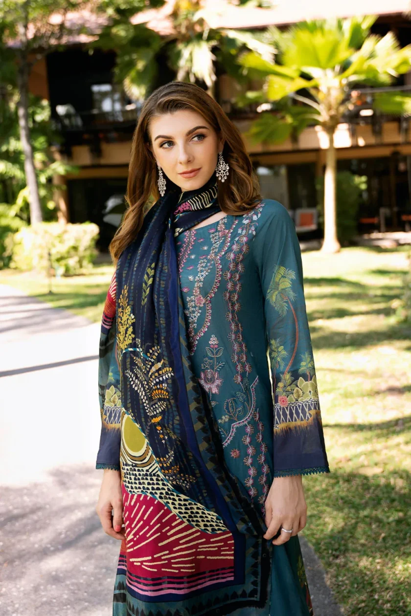3 Pc Unstitched Embroidered Lawn Dress Ramsha Riwayat 1112 - Image 5