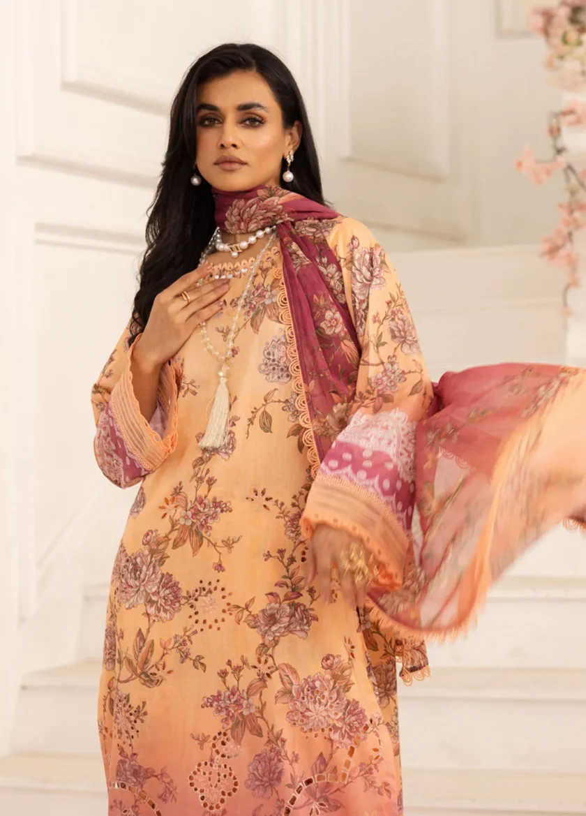Unstitched 3 Pc Embroidered Lawn Dress Aafreen by Riaz Arts AF05 - Image 3