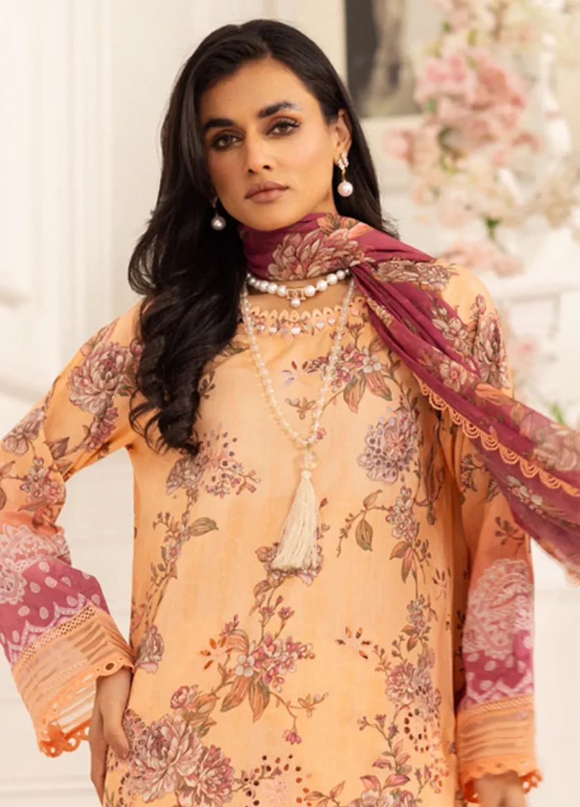 Unstitched 3 Pc Embroidered Lawn Dress Aafreen by Riaz Arts AF05 - Image 4