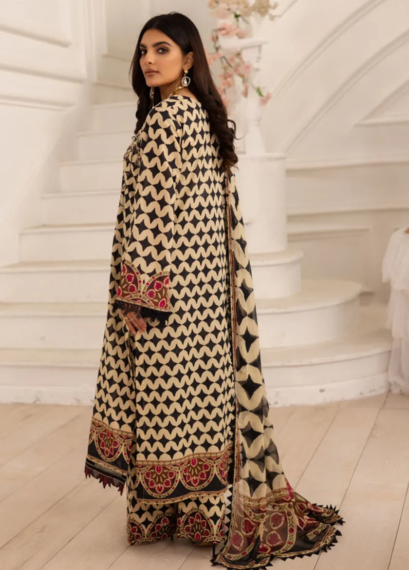 Unstitched 3 Pc Embroidered Lawn Dress Aafreen by Riaz Arts AF06 - Image 2