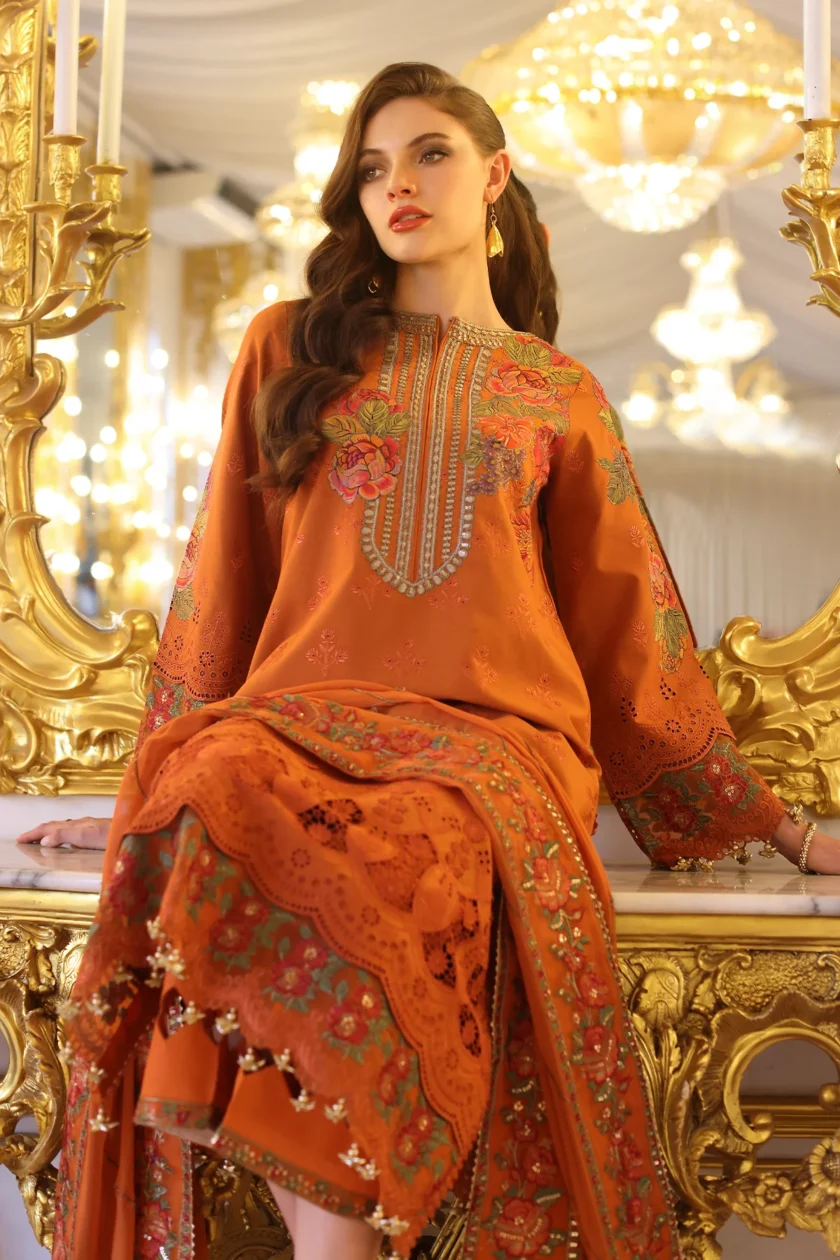 Unstitched Embroidered Lawn Dress Charizma Tabeer 05 - Image 4