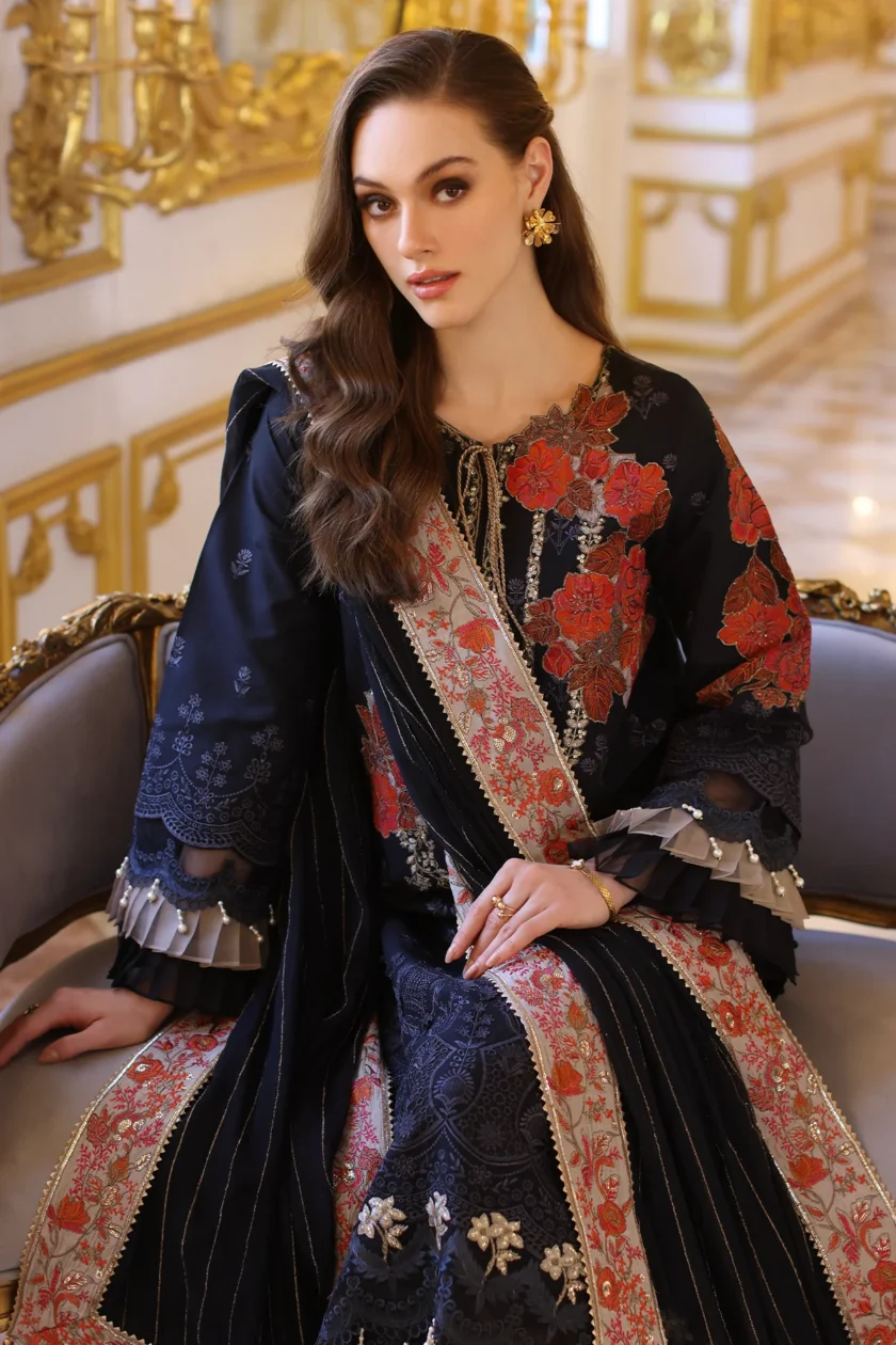 Unstitched Embroidered Lawn Dress Charizma Tabeer 04 - Image 3