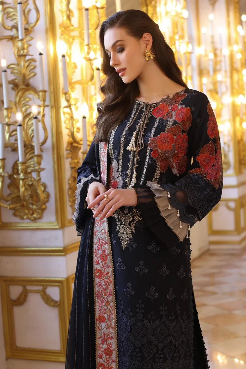 Unstitched Embroidered Lawn Dress Charizma Tabeer 04 - Image 6