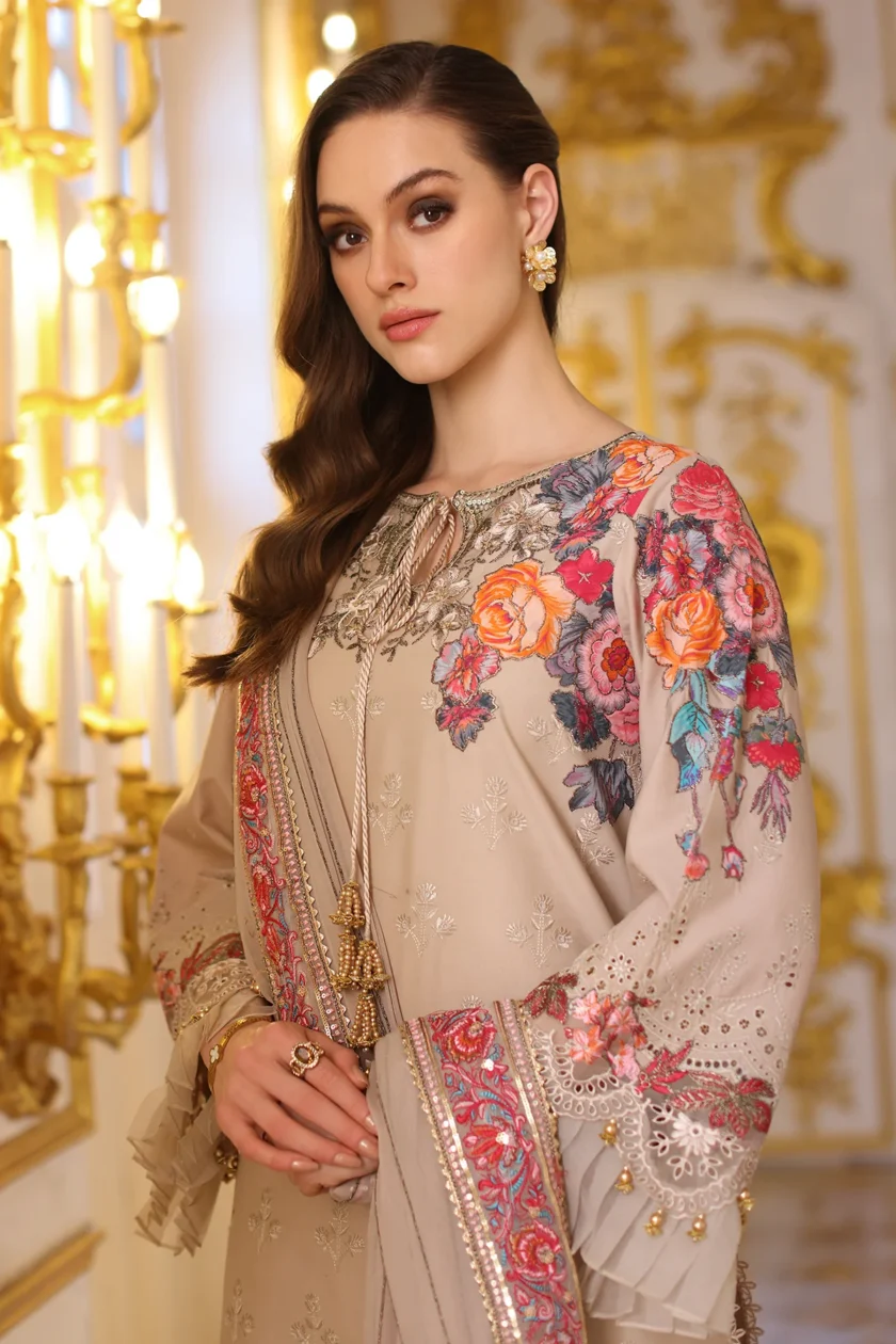 Unstitched Embroidered Lawn Dress Charizma Tabeer 01 - Image 5