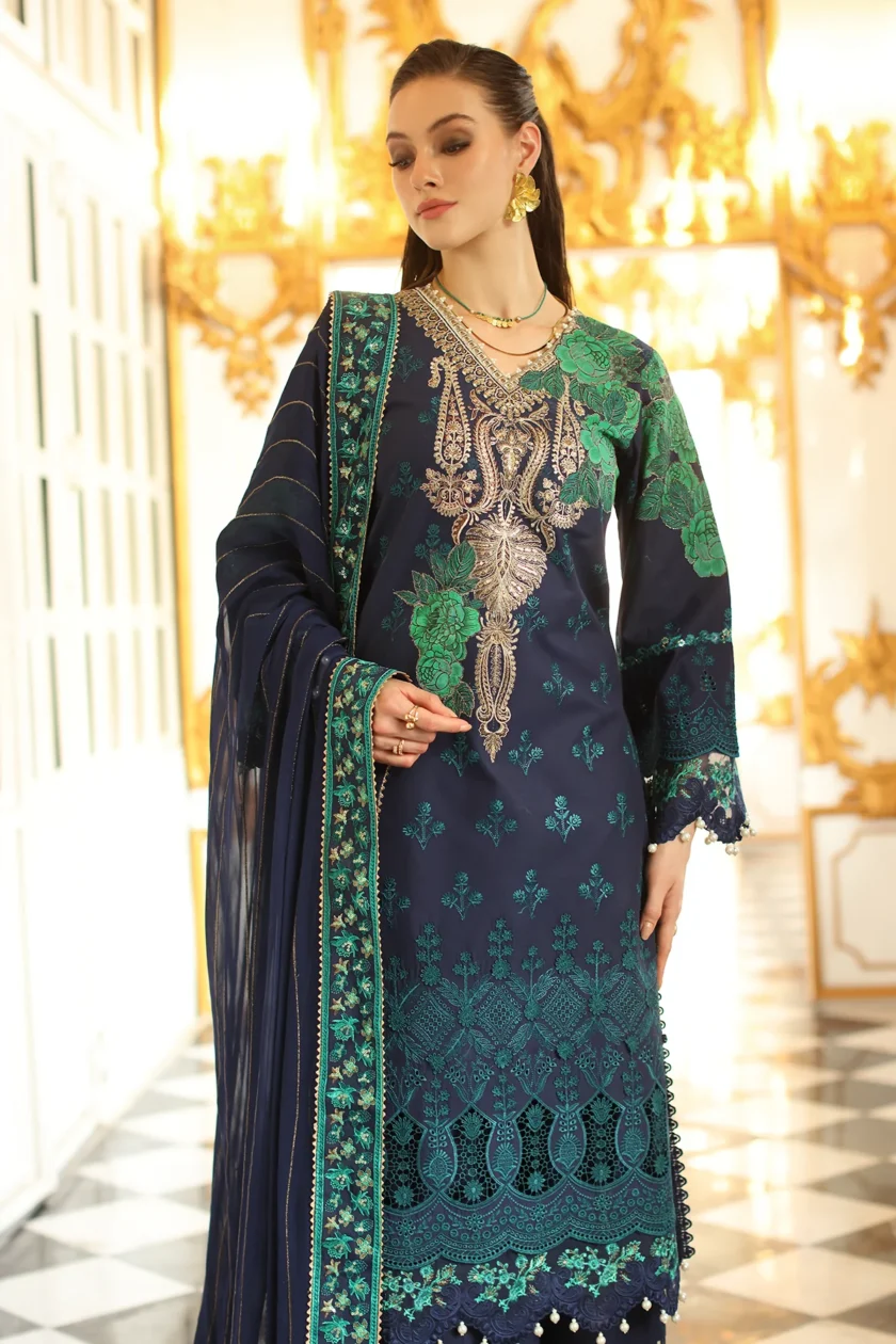 Unstitched Embroidered Lawn Dress Charizma Tabeer 08 - Image 2