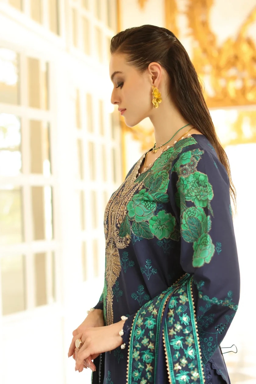 Unstitched Embroidered Lawn Dress Charizma Tabeer 08 - Image 3