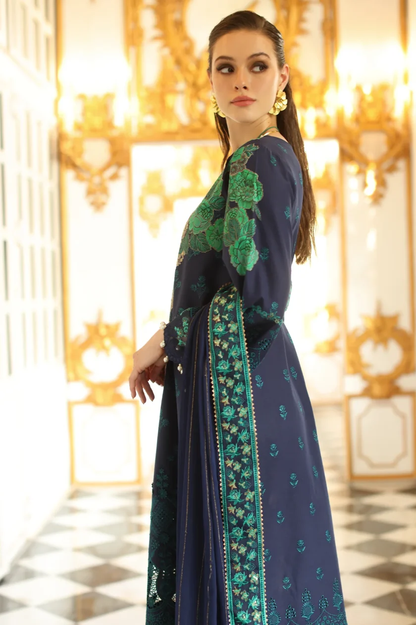 Unstitched Embroidered Lawn Dress Charizma Tabeer 08 - Image 4