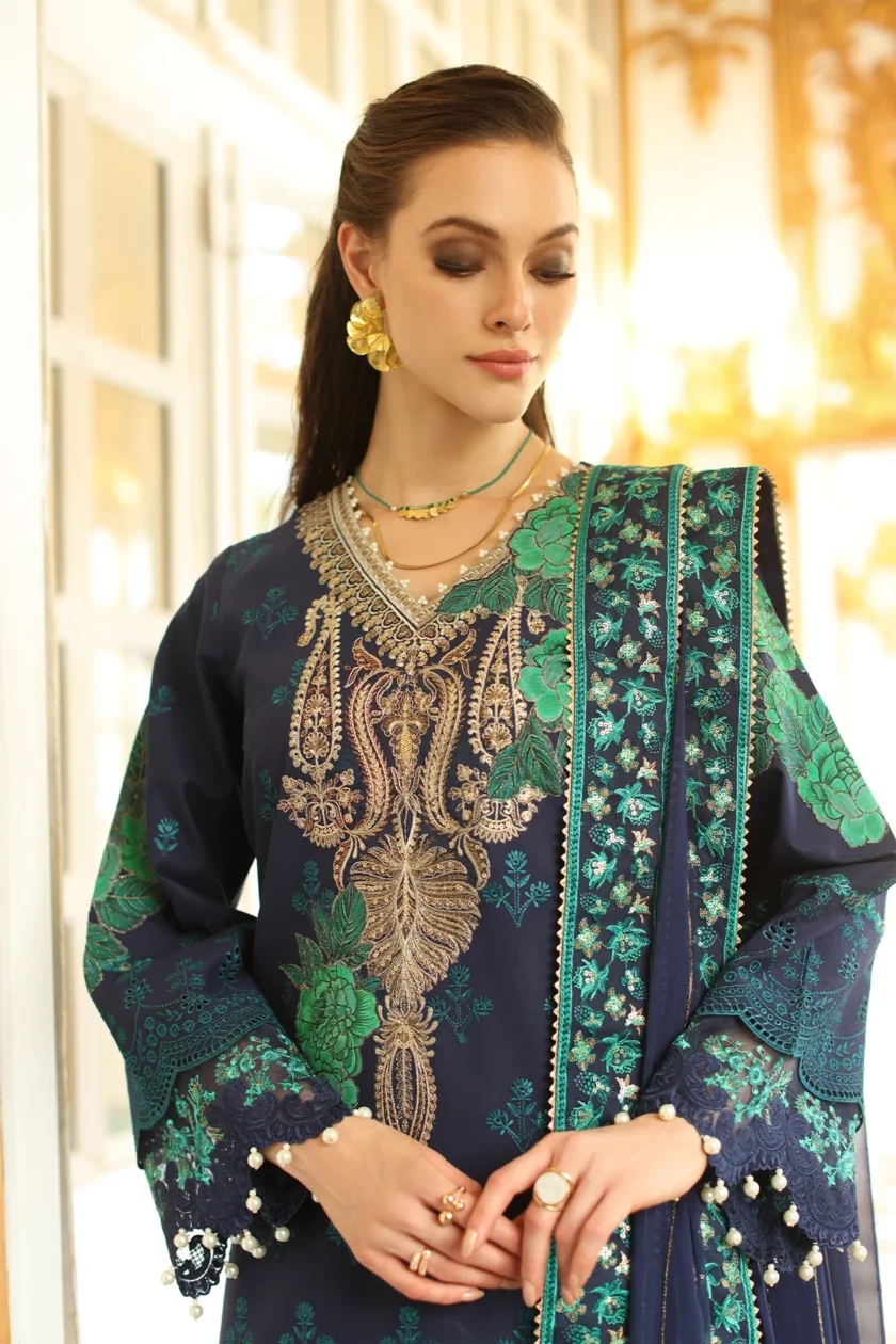 Unstitched Embroidered Lawn Dress Charizma Tabeer 08 - Image 5