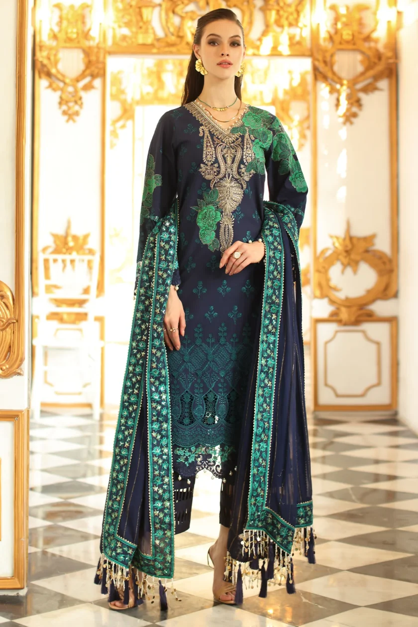 Unstitched Embroidered Lawn Dress Charizma Tabeer 08 - Image 6