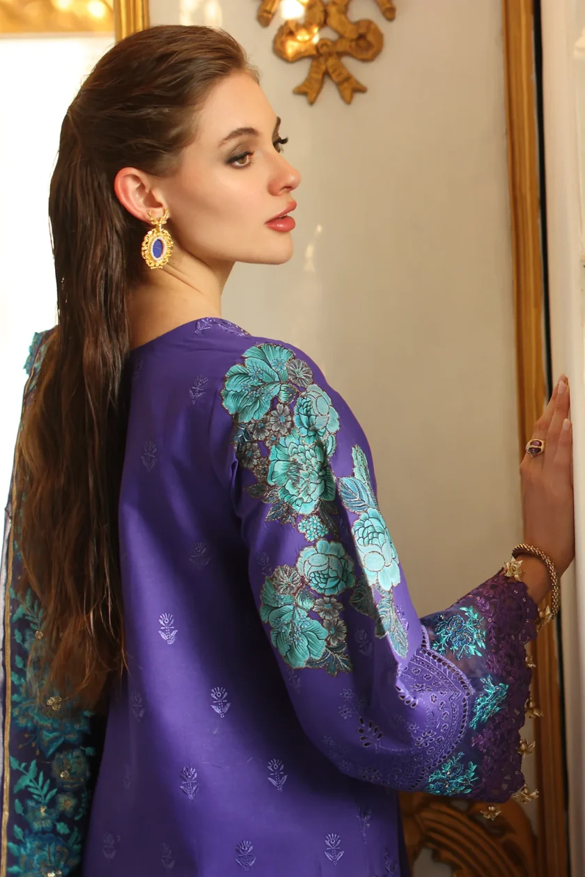 Unstitched Embroidered Lawn Dress Charizma Tabeer 06 - Image 4