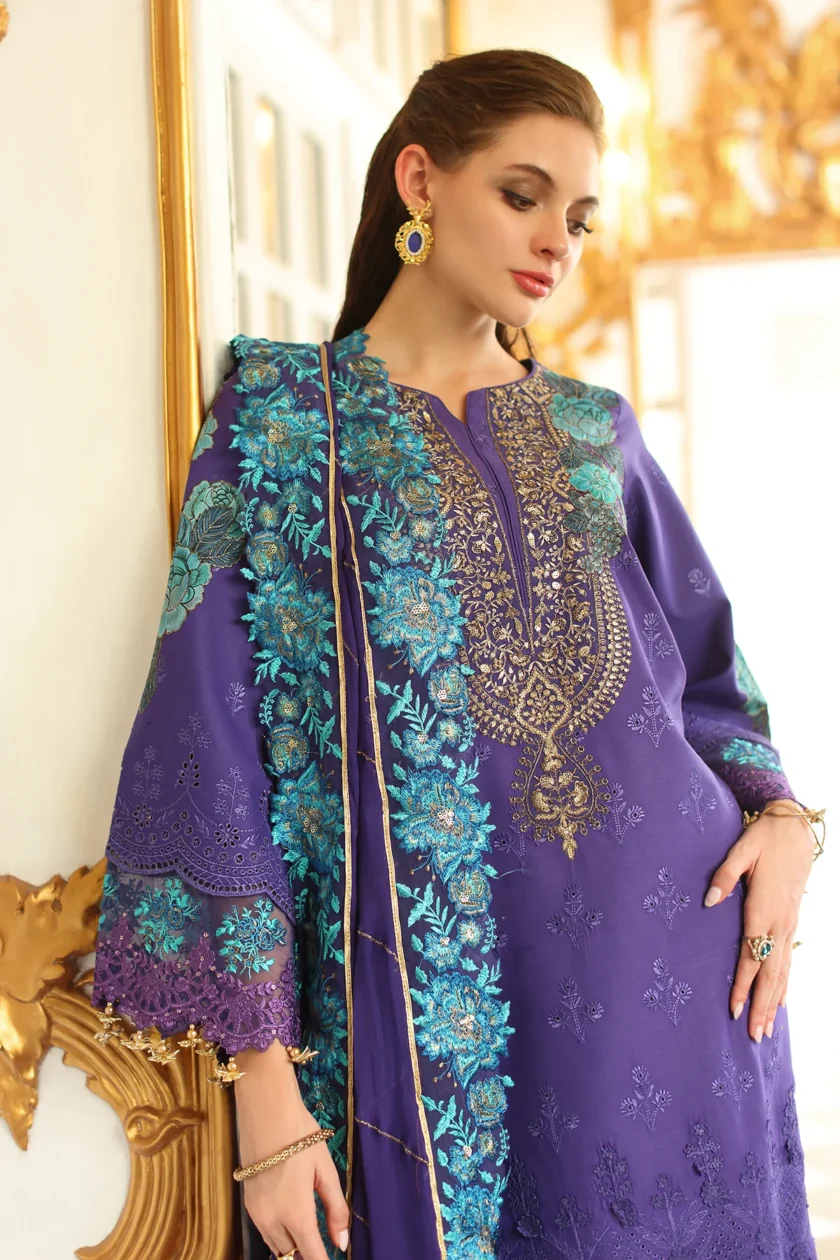 Unstitched Embroidered Lawn Dress Charizma Tabeer 06 - Image 6