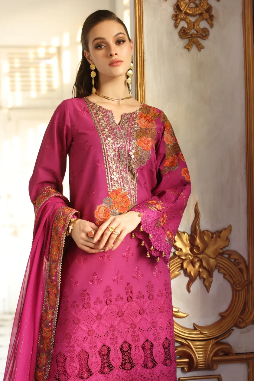 Unstitched Embroidered Lawn Dress Charizma Tabeer 07 - Image 2