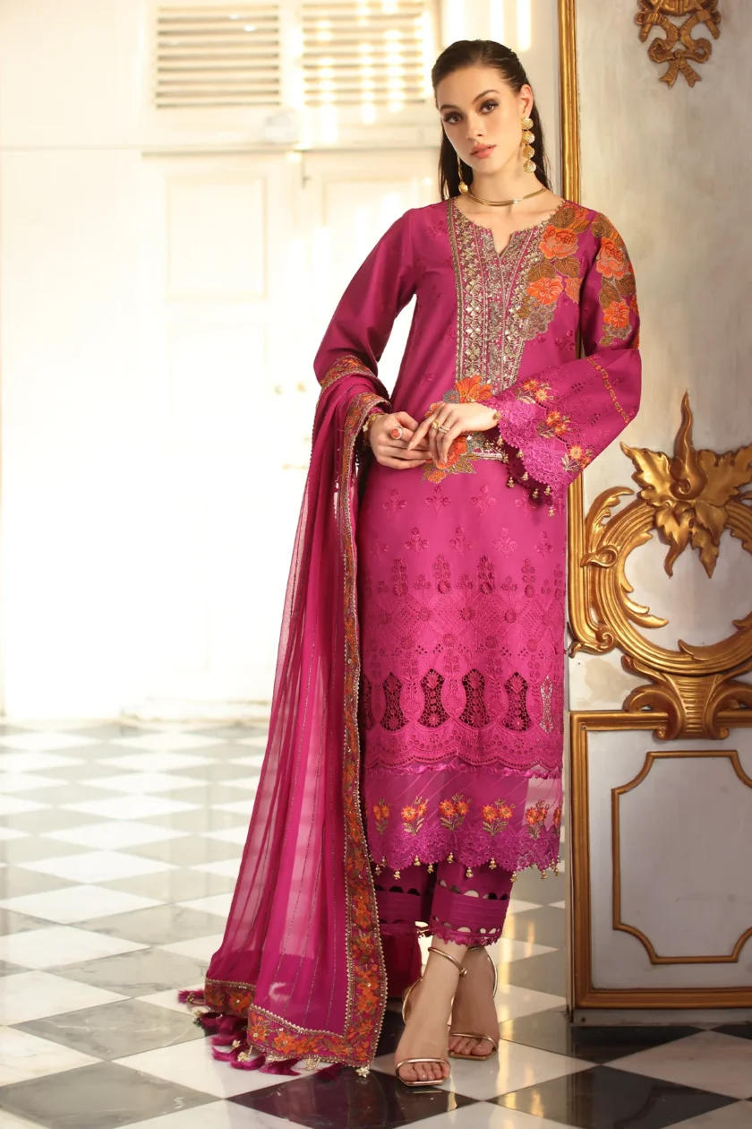 Unstitched Embroidered Lawn Dress Charizma Tabeer 07 - Image 4