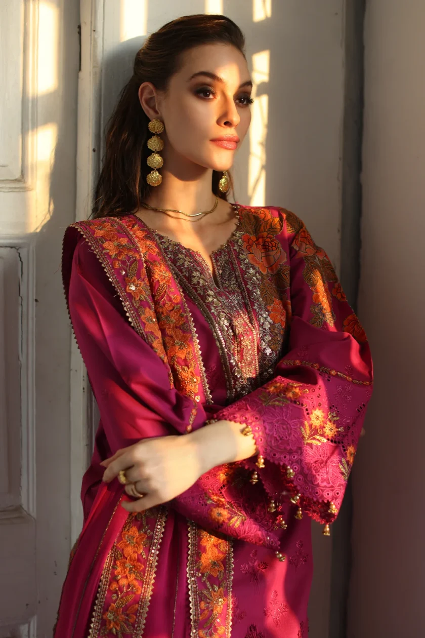 Unstitched Embroidered Lawn Dress Charizma Tabeer 07 - Image 5