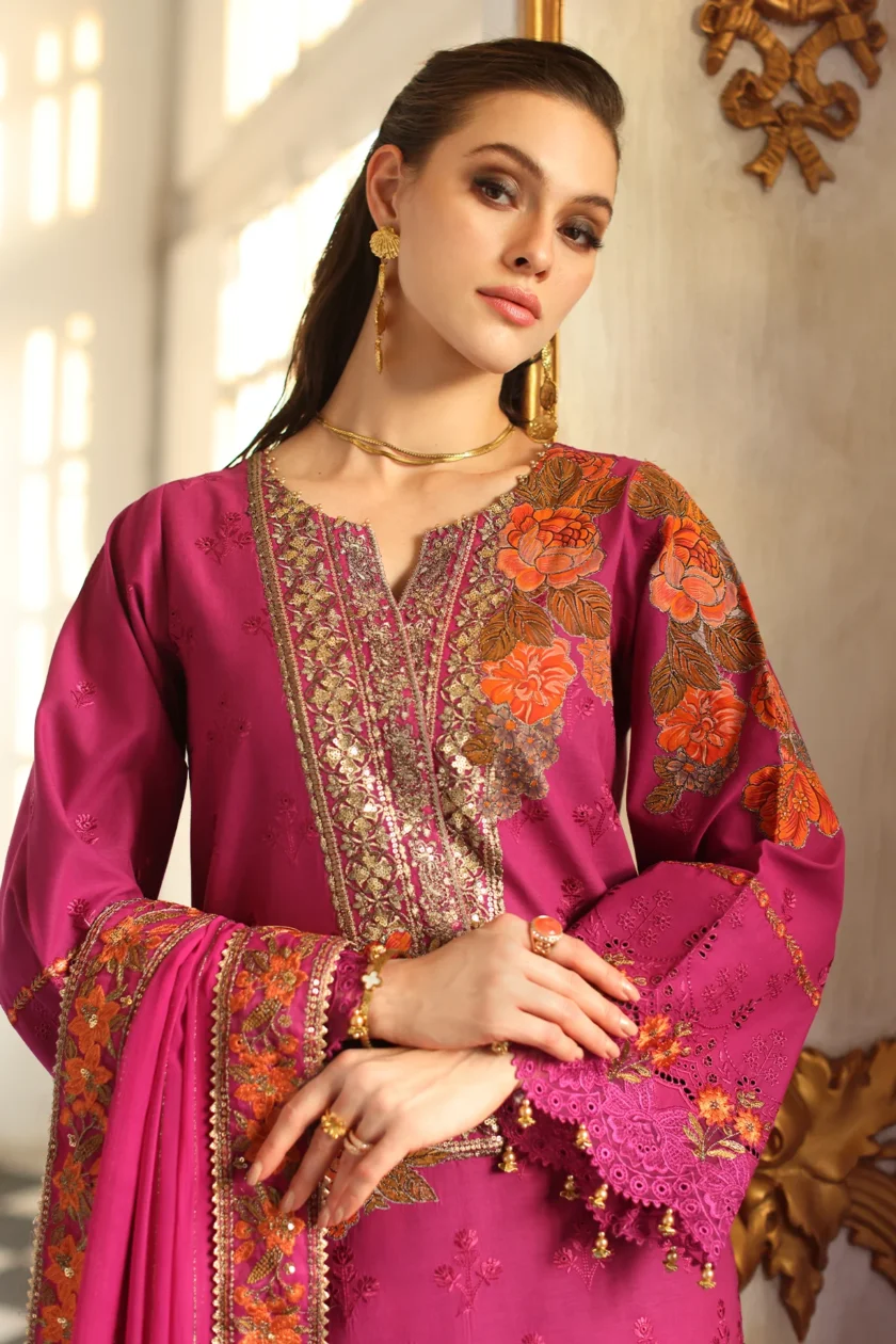 Unstitched Embroidered Lawn Dress Charizma Tabeer 07 - Image 6