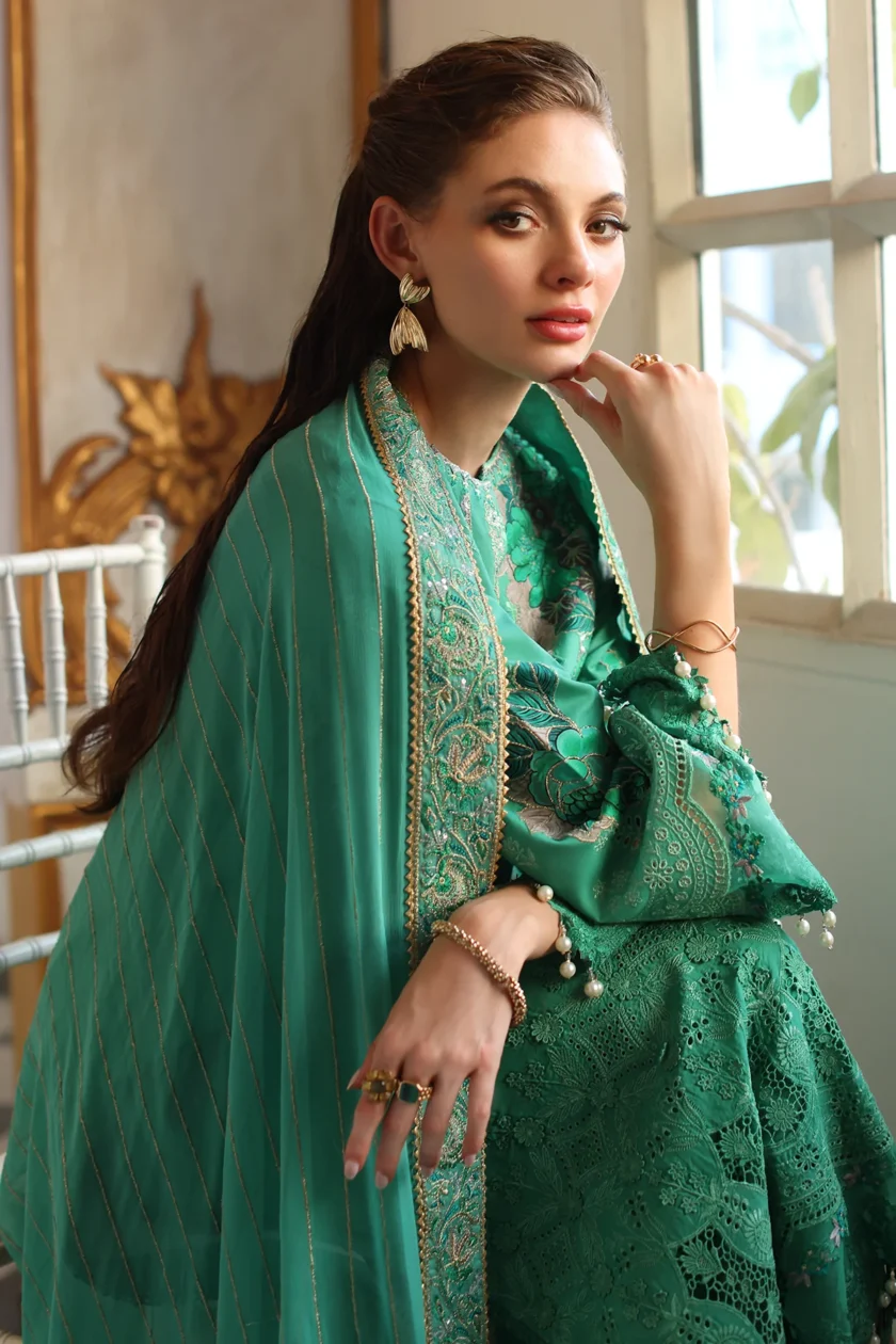 Unstitched Embroidered Lawn Dress Charizma Tabeer 03 - Image 7