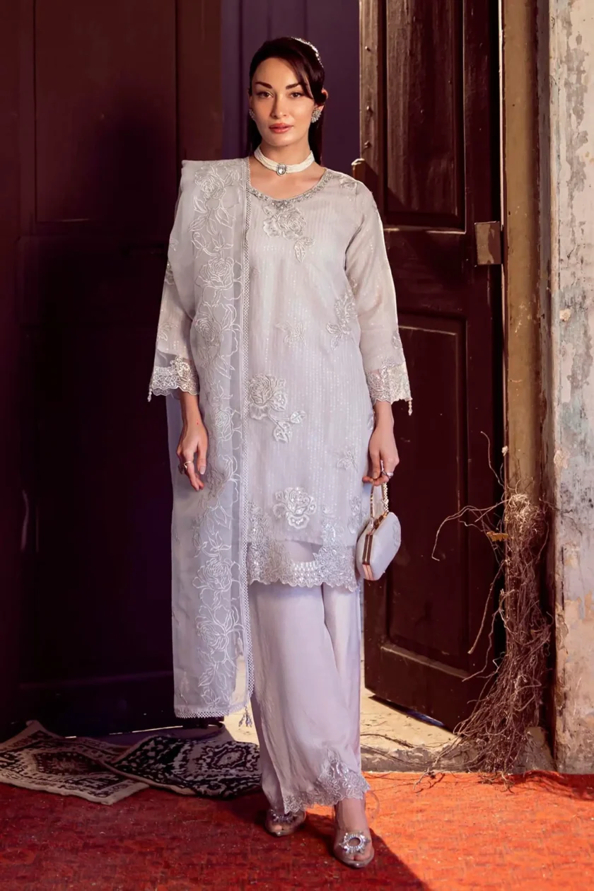 Stitched 4Pc Embroidered Organza Dress Guzel Sitara Gulrukh - Image 7