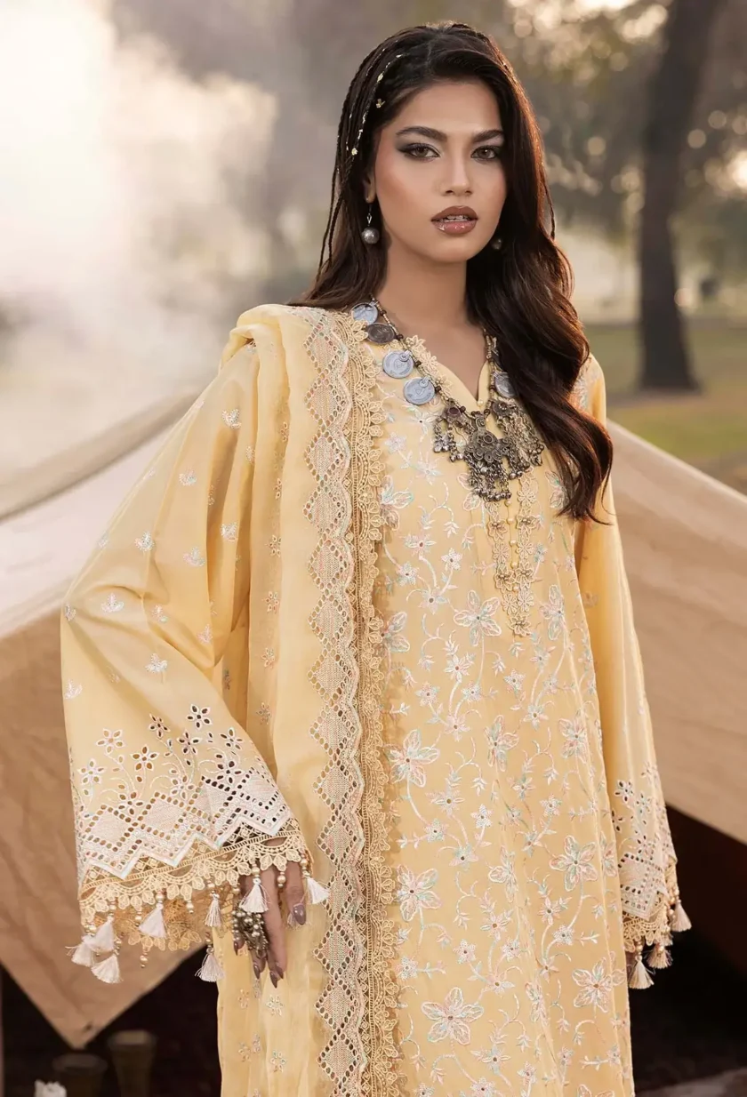 Unstitched 3 Piece Lawn Dress Multikari by Adans Libas 3030 - Image 3