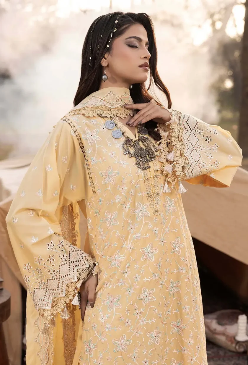 Unstitched 3 Piece Lawn Dress Multikari by Adans Libas 3030 - Image 4