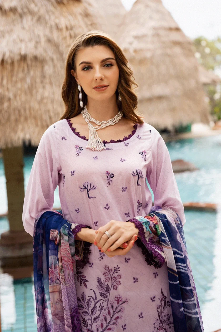 3 Pc Unstitched Embroidered Lawn Dress Ramsha Riwayat 1101 - Image 2