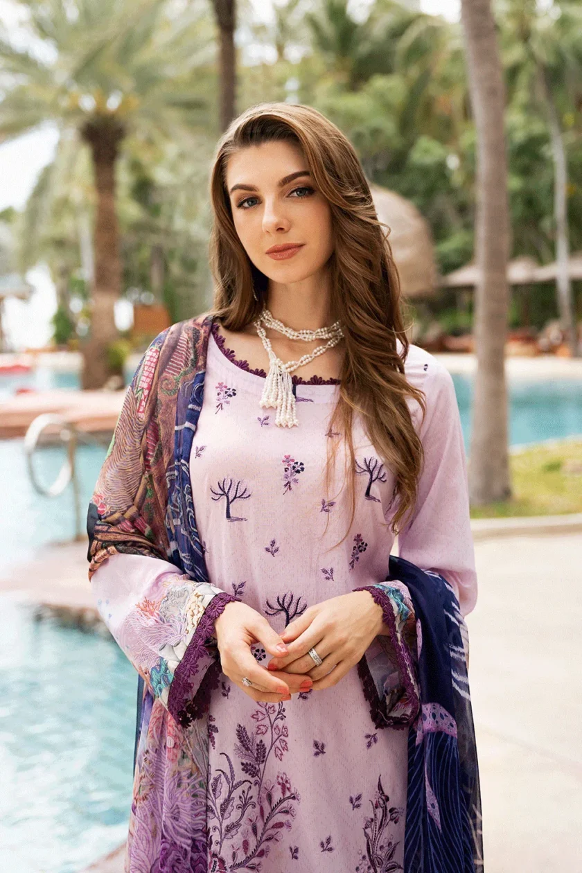 3 Pc Unstitched Embroidered Lawn Dress Ramsha Riwayat 1101 - Image 5