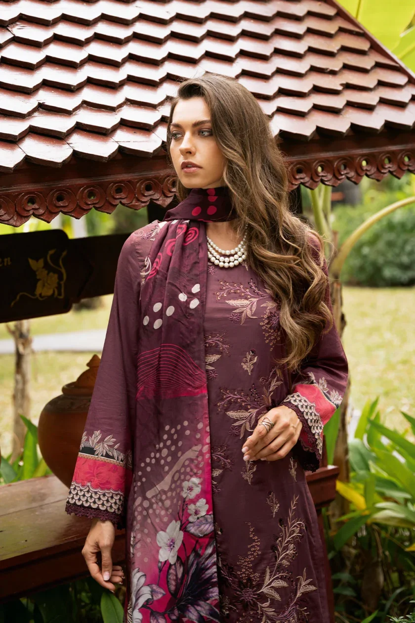 3 Pc Unstitched Embroidered Lawn Dress Ramsha Riwayat 1102 - Image 2