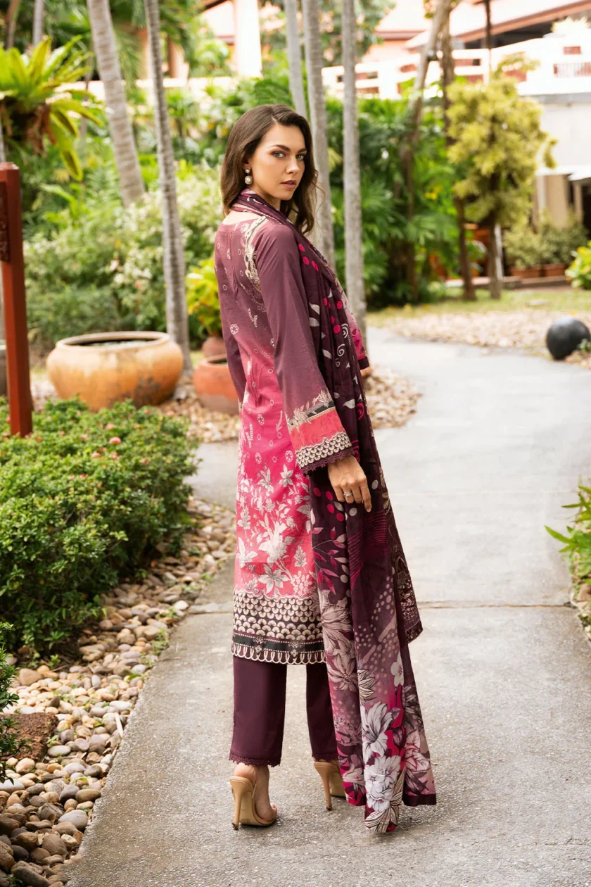 3 Pc Unstitched Embroidered Lawn Dress Ramsha Riwayat 1102 - Image 3