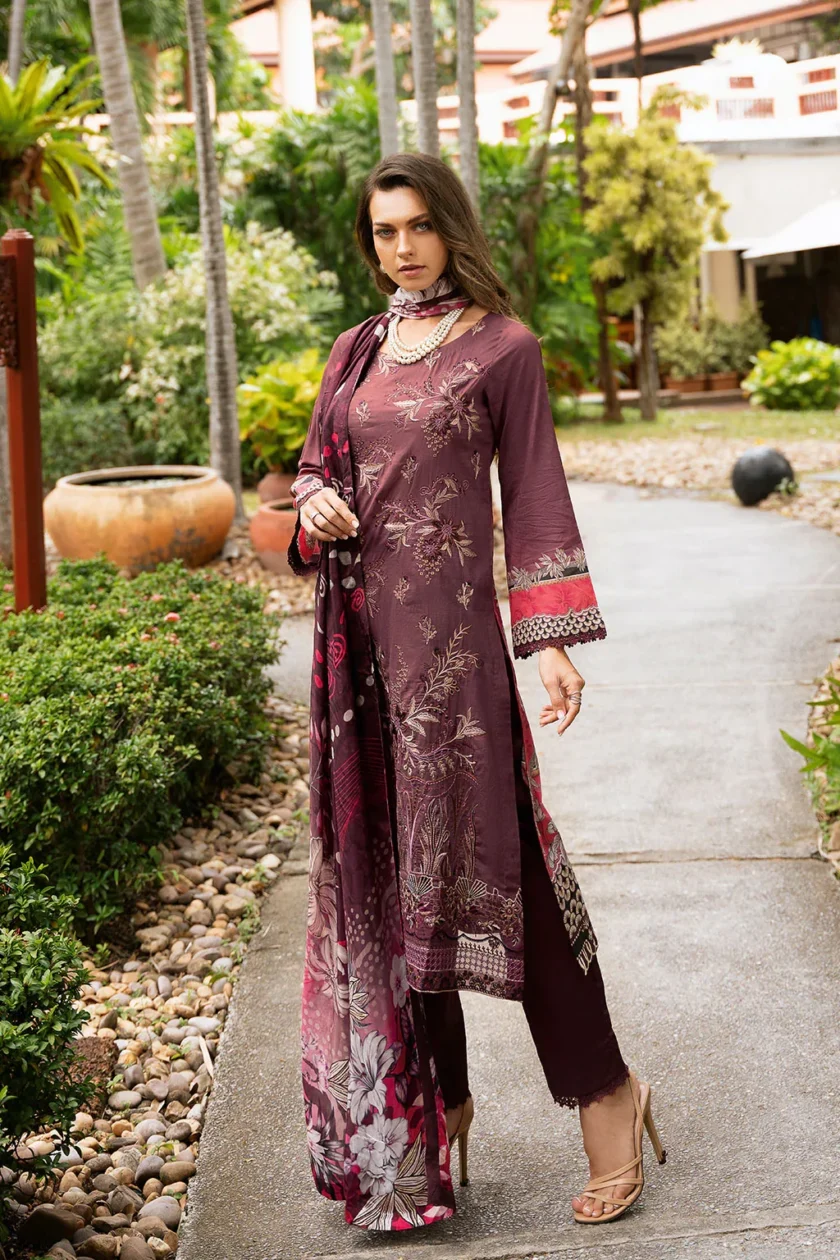 3 Pc Unstitched Embroidered Lawn Dress Ramsha Riwayat 1102 - Image 4