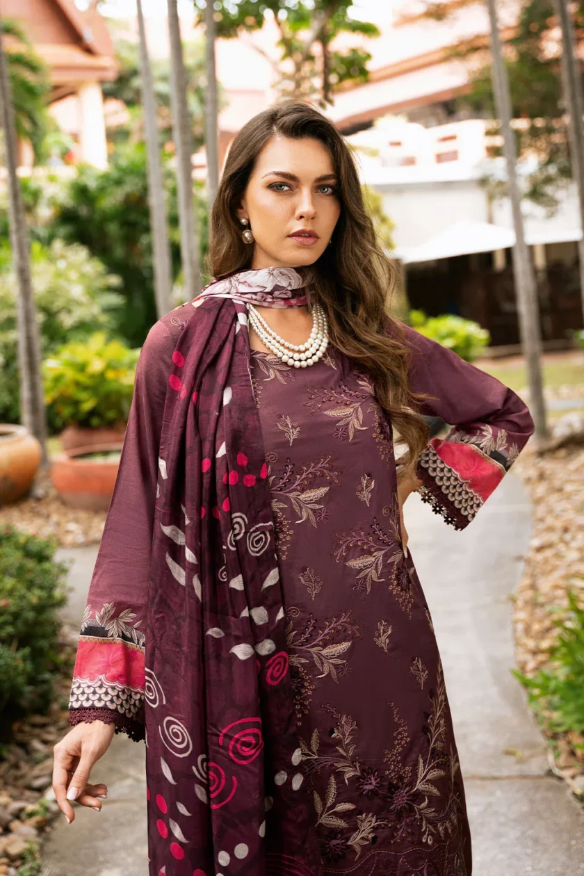 3 Pc Unstitched Embroidered Lawn Dress Ramsha Riwayat 1102 - Image 5