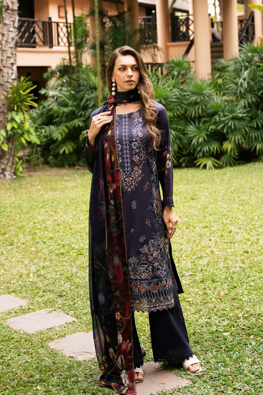 3 Pc Unstitched Embroidered Lawn Dress Ramsha Riwayat 1103 - Image 3