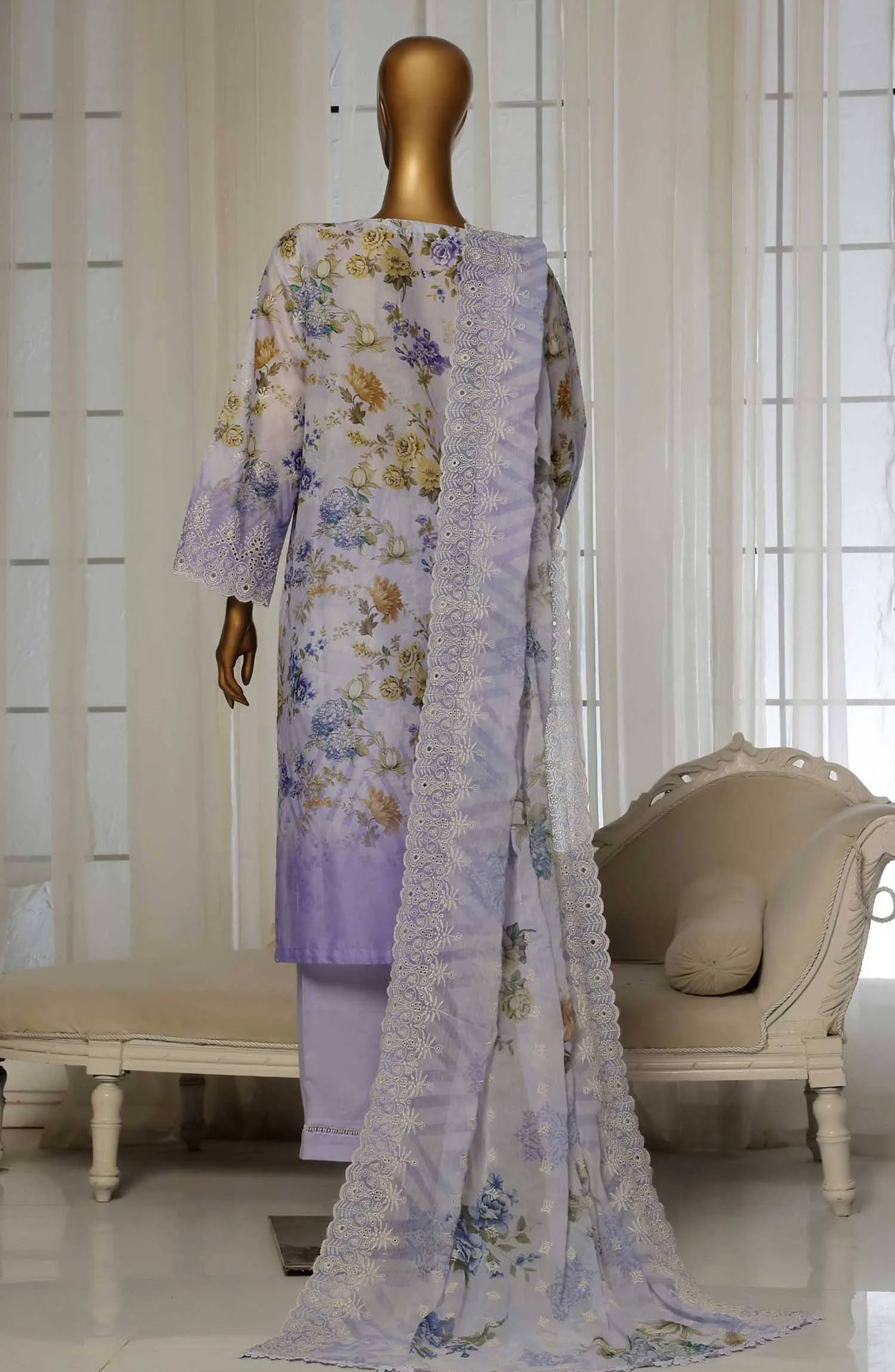 Stitched 3 Pc Embroidered Chikankari Lawn Dress Sadabahar SLFC02 - Image 2