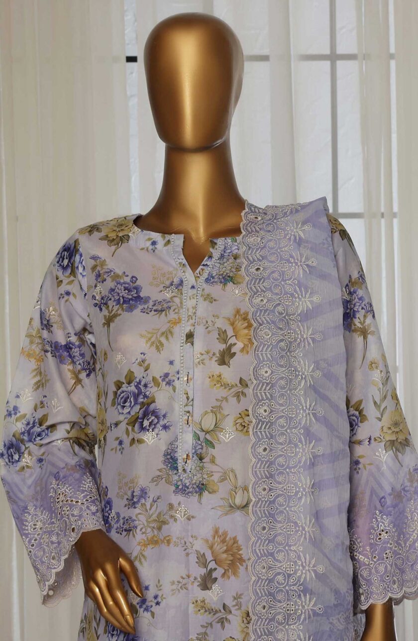 Stitched 3 Pc Embroidered Chikankari Lawn Dress Sadabahar SLFC02 - Image 3