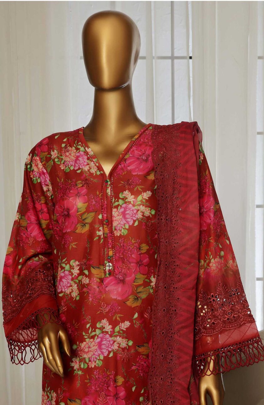 Stitched 3 Pc Embroidered Chikankari Lawn Dress Sadabahar SLFC04 - Image 3