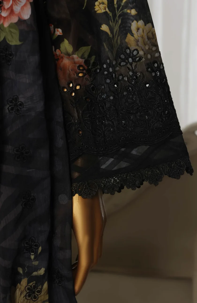 Stitched 3 Pc Embroidered Chikankari Lawn Dress Sadabahar SLFC01 - Image 4