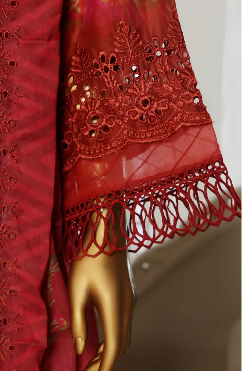 Stitched 3 Pc Embroidered Chikankari Lawn Dress Sadabahar SLFC04 - Image 4