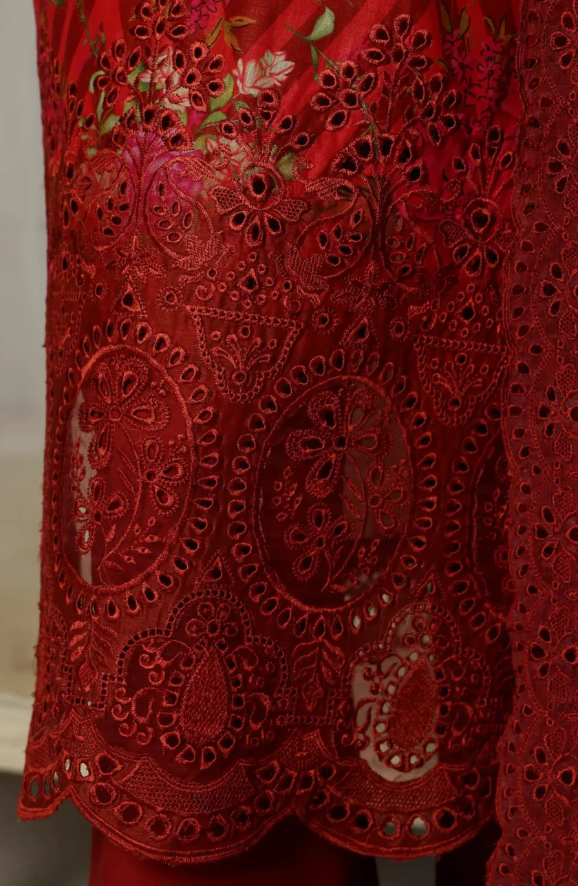 Stitched 3 Pc Embroidered Chikankari Lawn Dress Sadabahar SLFC04 - Image 5