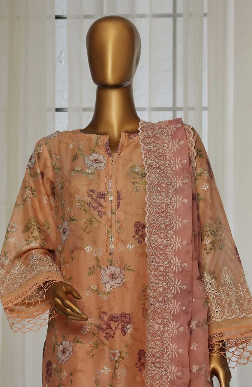 Stitched 3 Pc Embroidered Chikankari Lawn Dress Sadabahar SLFC06 - Image 3