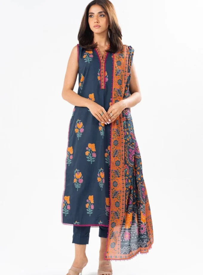 Unstitched 3Pc Printed Lawn Dress By Alkaram SS-12.1-24-3