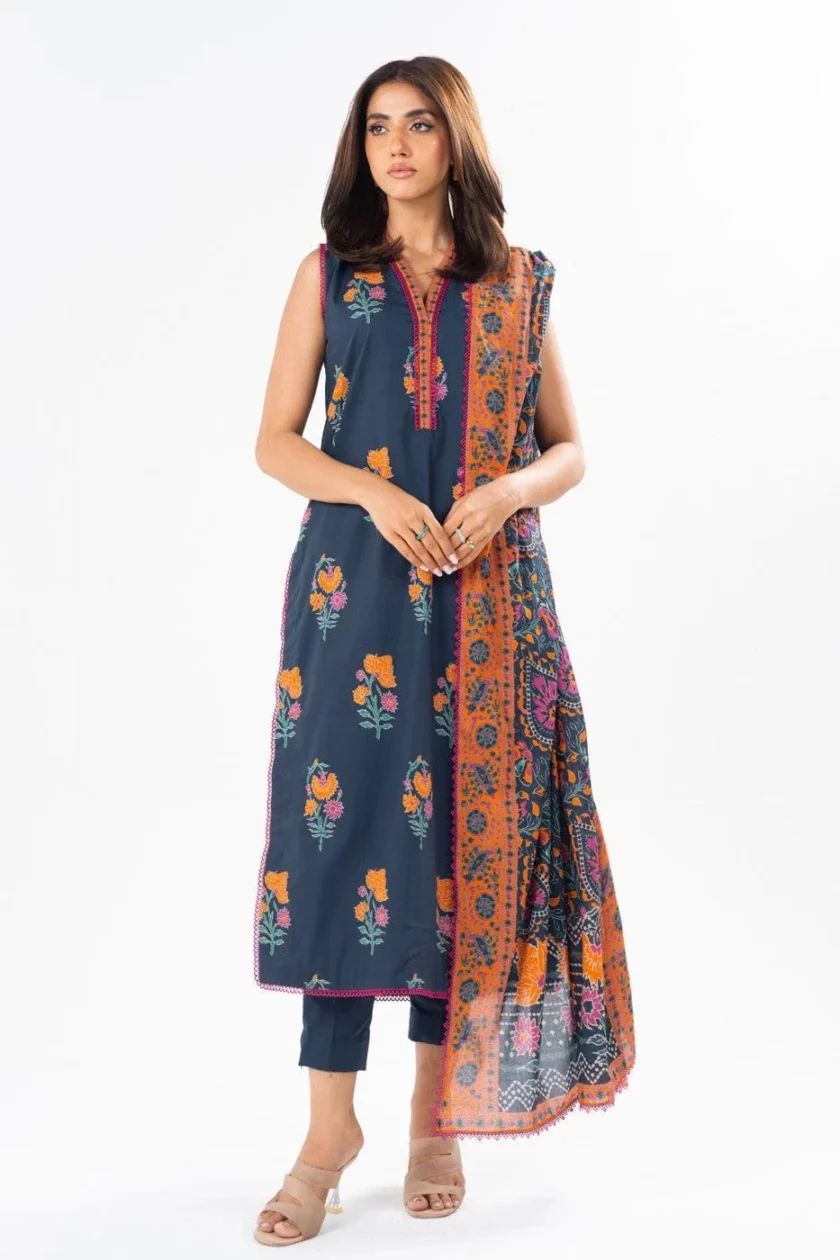 Unstitched 3Pc Printed Lawn Dress By Alkaram SS-12.1-24-3