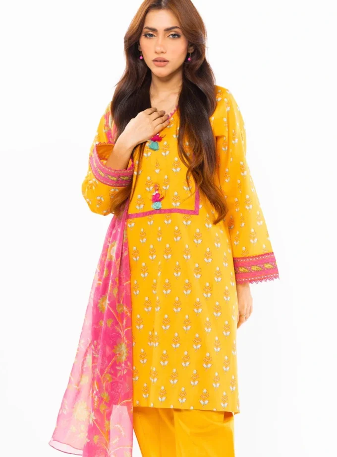 Unstitched 3Pc Printed Lawn Dress By Alkaram SS-25-1-24
