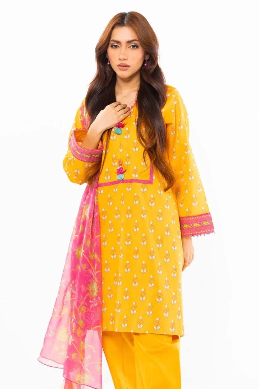 Unstitched 3Pc Printed Lawn Dress By Alkaram SS-25-1-24