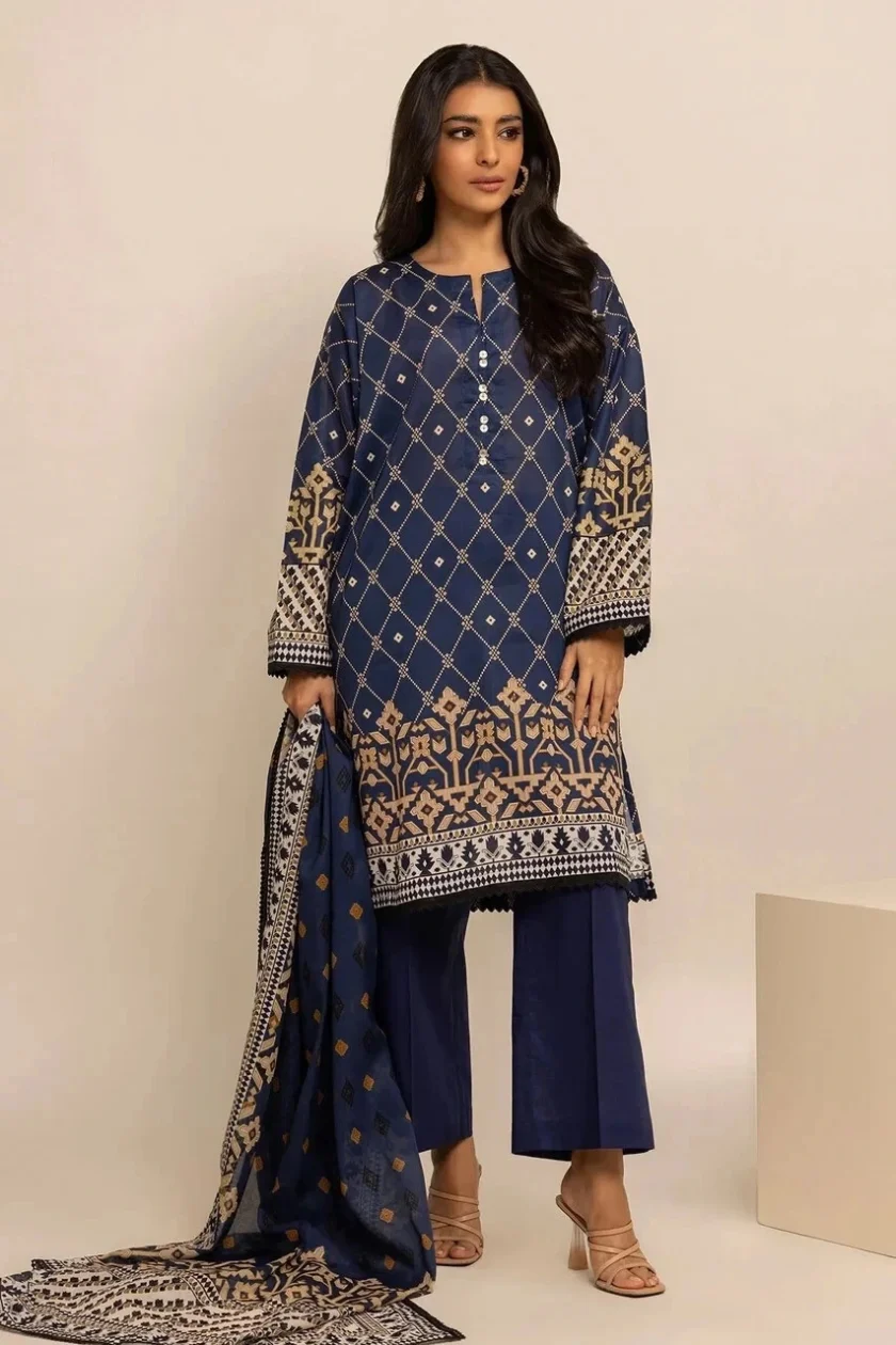 Unstitched 3Pc Printed Lawn Dress By Khaadi ALA231222
