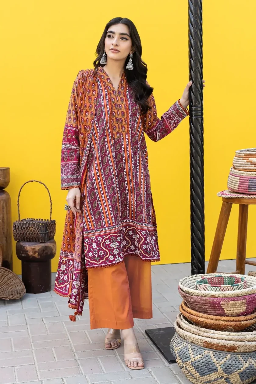 Unstitched 3Pc Printed Lawn Dress By Khaadi ALA231227