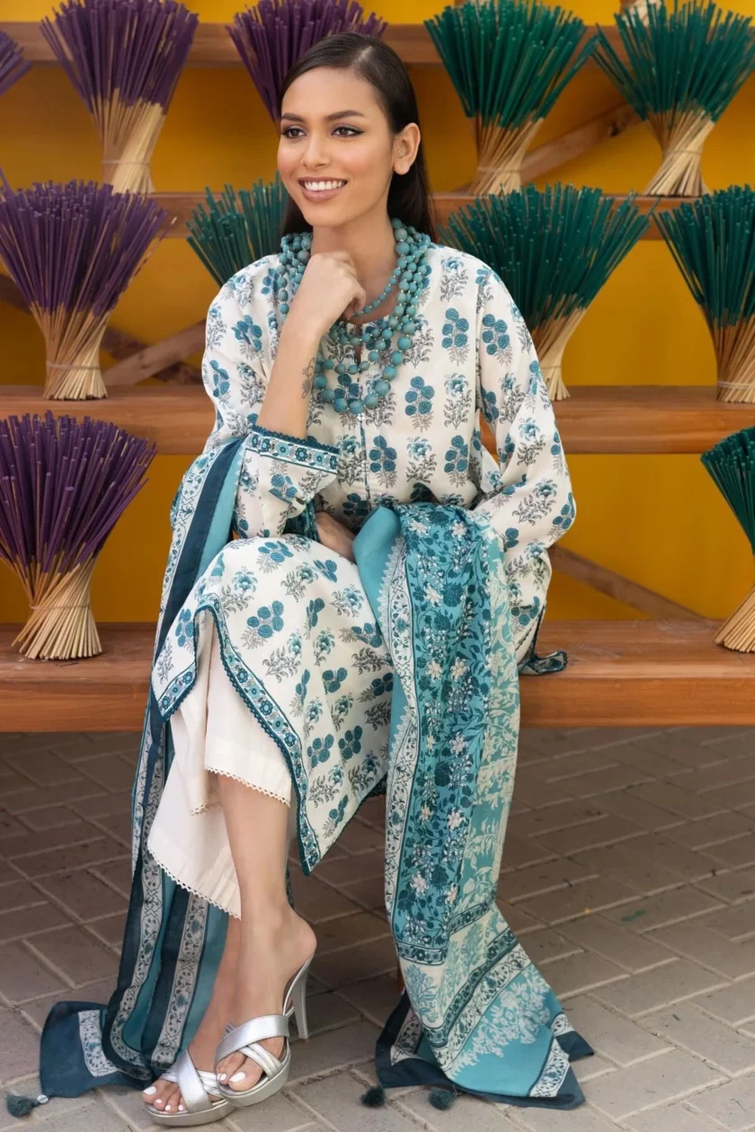 Unstitched 3Pc Printed Lawn Dress By Khaadi ALA231253 - Image 2