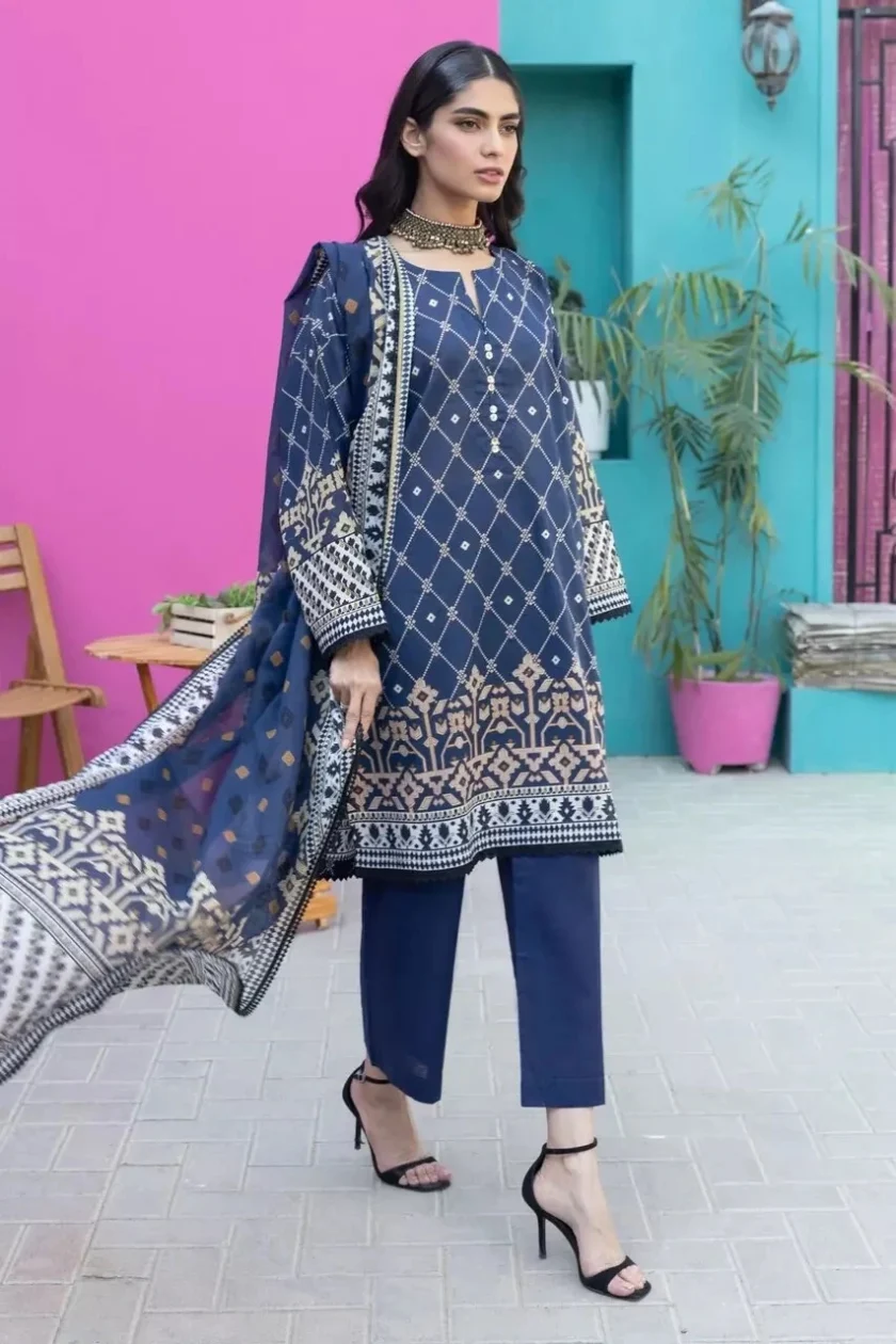 Unstitched 3Pc Printed Lawn Dress By Khaadi ALA231222 - Image 3