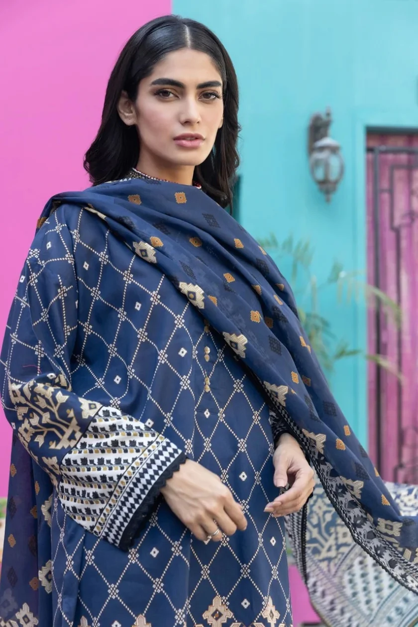 Unstitched 3Pc Printed Lawn Dress By Khaadi ALA231222 - Image 5