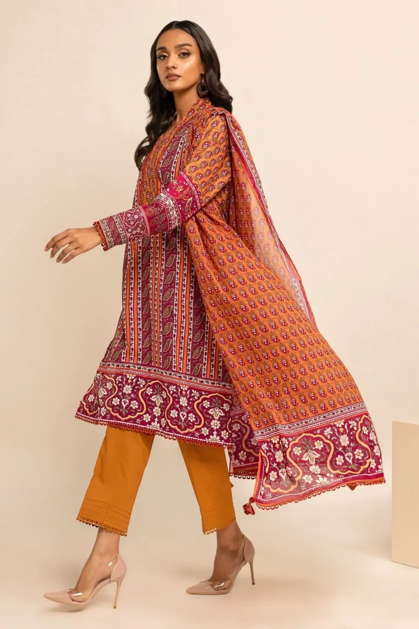 Unstitched 3Pc Printed Lawn Dress By Khaadi ALA231227 - Image 4